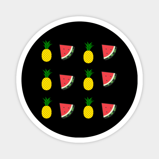 Pineapple and watermelon pattern design Magnet by alofolo